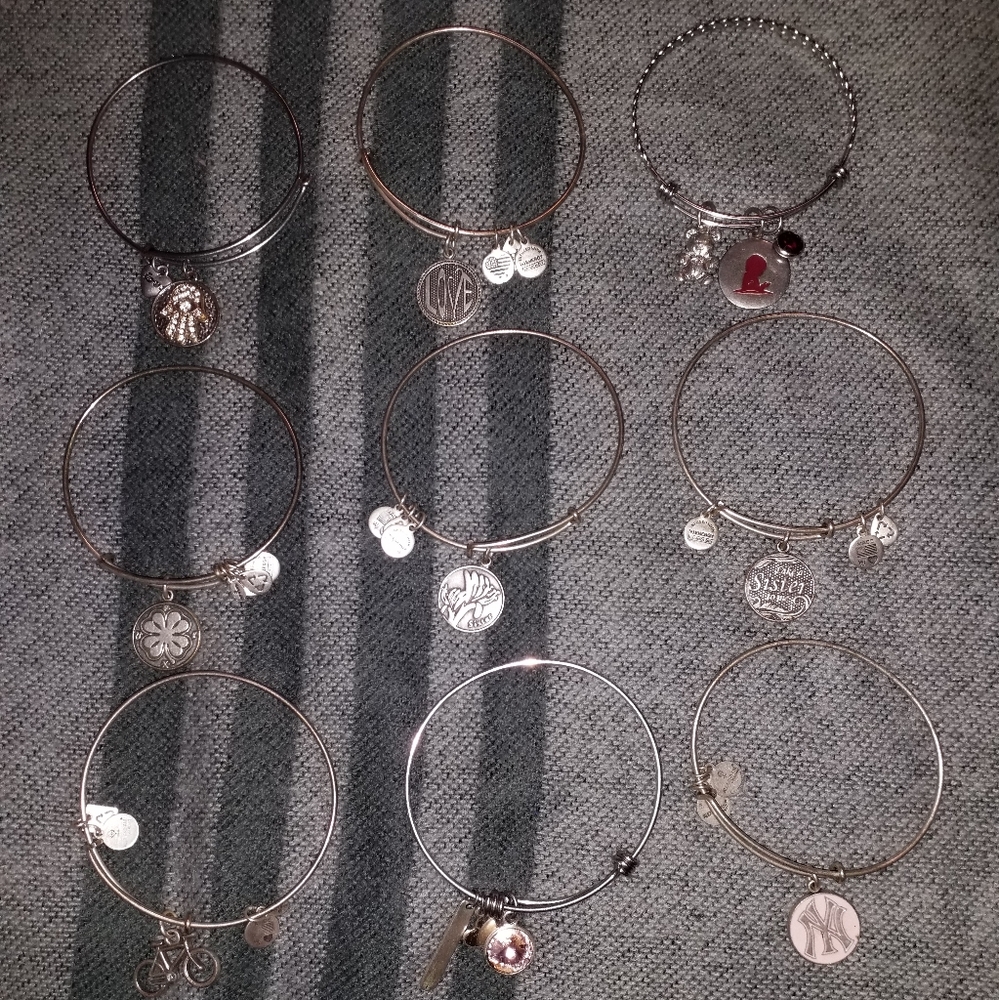 6 ALEX & ANI SLIVER Bracelets and 3 cute bracelets
